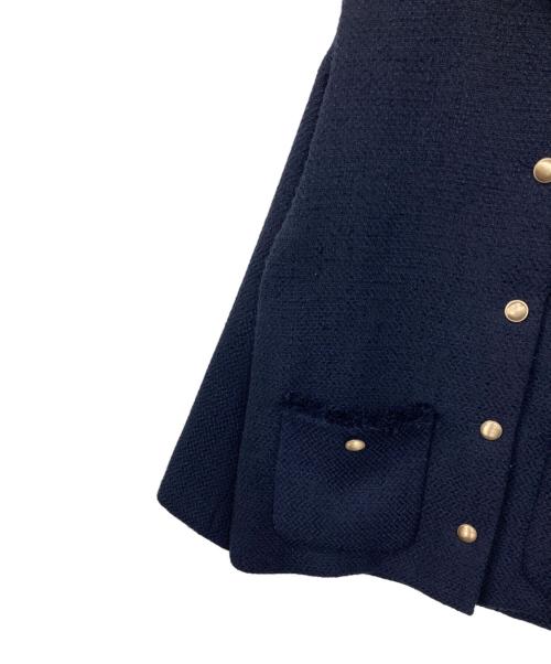 N.NATURAL BEAUTY BASIC（エヌ ナチュラルビューティーベーシック）N.NATURAL BEAUTY BASIC (エヌ ナチュラルビューティーベーシック) ノーカラーツイードジャケット ネイビー サイズ:Mの古着・服飾アイテム