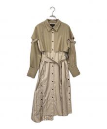 UNITED TOKYO（ユナイテッドトーキョー）の古着「レイヤードコンビシャツワンピース」｜ベージュ