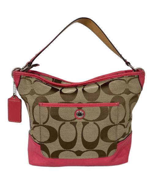COACH（コーチ）COACH (コーチ) ワンショルダーバッグ ベージュ×ピンクの古着・服飾アイテム