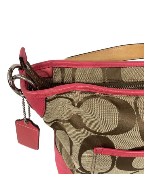 COACH（コーチ）COACH (コーチ) ワンショルダーバッグ ベージュ×ピンクの古着・服飾アイテム