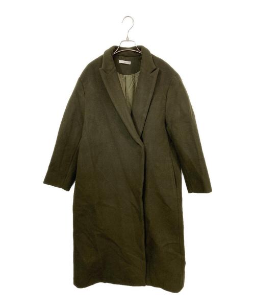 NEAU（ニュー）neau (ニュー) Peaked lapel long coat グリーンの古着・服飾アイテム