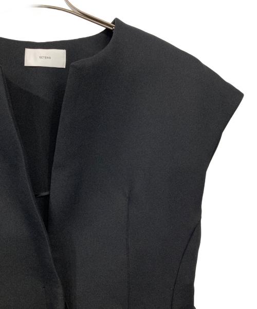 SETENS（セテンス）SETENS (セテンス) ショートジレ スリーブレスジャケット ブラック サイズ:Fの古着・服飾アイテム