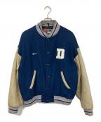 NIKEナイキ）の古着「レザー切替スタジャン」｜ブルー×ベージュ