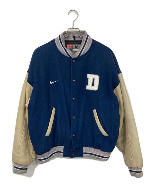 NIKE（ナイキ）NIKE (ナイキ) レザー切替スタジャン ブルー×ベージュ サイズ:Mの古着・服飾アイテム