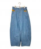 niko and×tsumori chisatoニコアンド×ツモリチサト）の古着「猫刺繍シャンブレーパンツ」｜インディゴ