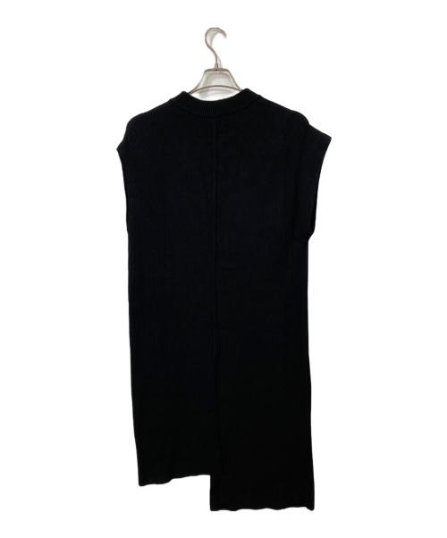 UN3D.（アンスリード）UN3D. (アンスリード) アシメロングニットベスト ブラック サイズ:Fの古着・服飾アイテム