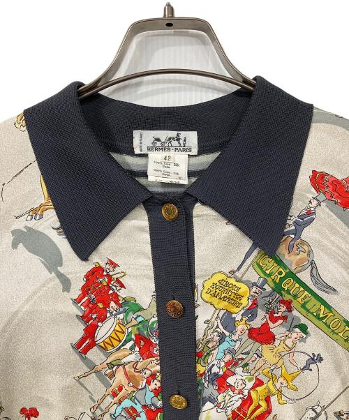 HERMES（エルメス）HERMES (エルメス) 切替スカーフロングセリエボタンシャツ グレー サイズ:42の古着・服飾アイテム