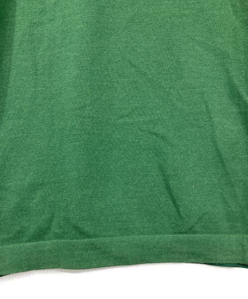 HERMES（エルメス）HERMES (エルメス) スカーフ切替長袖ポロシャツ グリーン×ホワイト サイズ:Mの古着・服飾アイテム