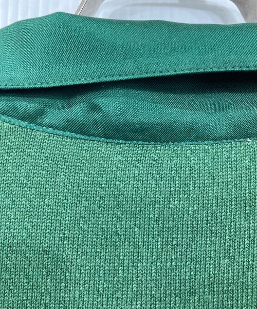 HERMES（エルメス）HERMES (エルメス) スカーフ切替長袖ポロシャツ グリーン×ホワイト サイズ:Mの古着・服飾アイテム