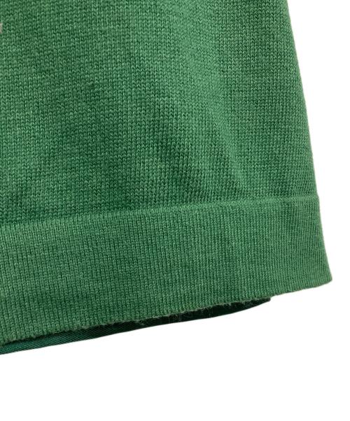 HERMES（エルメス）HERMES (エルメス) スカーフ切替長袖ポロシャツ グリーン×ホワイト サイズ:Mの古着・服飾アイテム