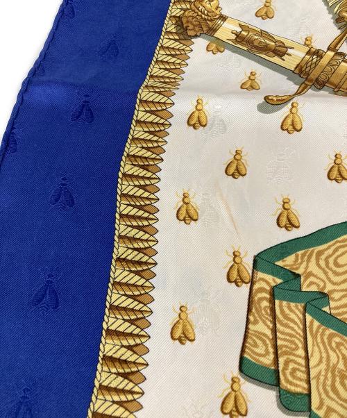 HERMES（エルメス）HERMES (エルメス) シルクスカーフ ブルー×ベージュの古着・服飾アイテム