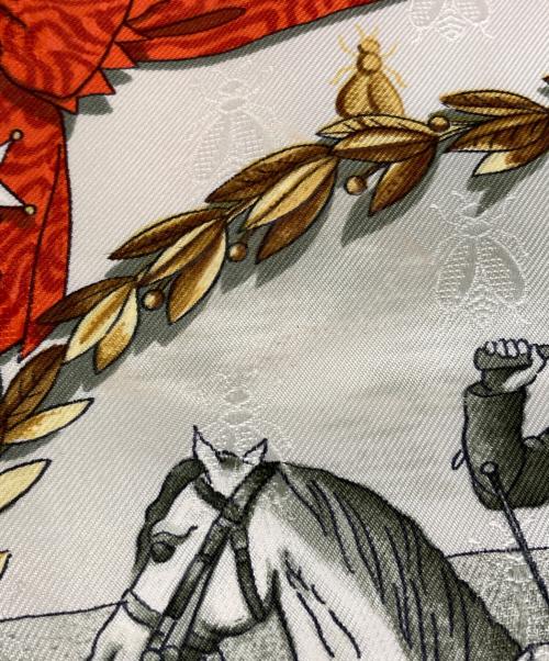 HERMES（エルメス）HERMES (エルメス) シルクスカーフ ブルー×ベージュの古着・服飾アイテム