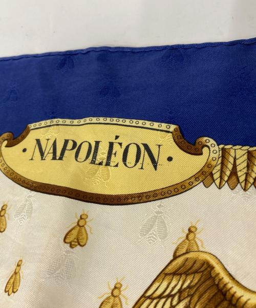 HERMES（エルメス）HERMES (エルメス) シルクスカーフ ブルー×ベージュの古着・服飾アイテム