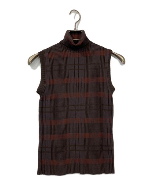 HERMES（エルメス）HERMES (エルメス) ノースリーブニット ブラウン サイズ:LAの古着・服飾アイテム
