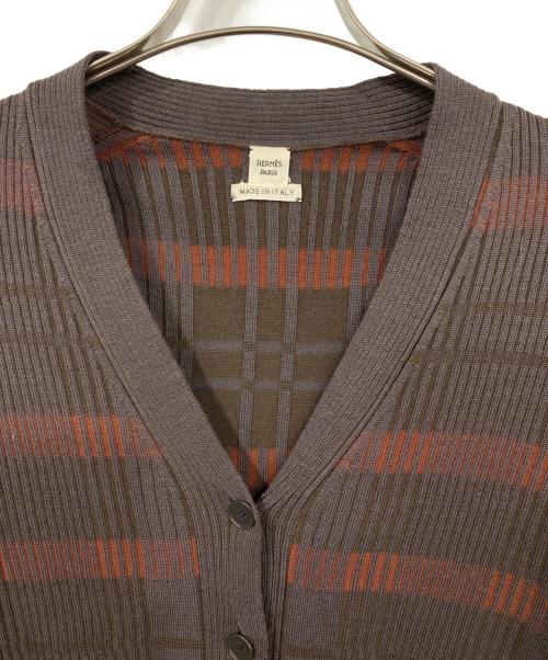 HERMES（エルメス）HERMES (エルメス) ウールニットカーディガン ブラウン サイズ:LAの古着・服飾アイテム