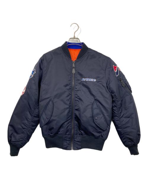 AVIREX（アヴィレックス）AVIREX (アヴィレックス) MLB (エムエルビー) MA-1 SUBWAY SERIES ネイビー×オレンジ サイズ:Lの古着・服飾アイテム