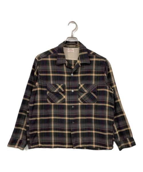 Sears（シアーズ）Sears (シアーズ) オープンカラーチェックシャツ グレー サイズ:Lの古着・服飾アイテム
