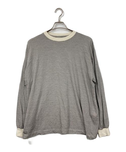 ONC MERINO（オーエヌシーメリノ）ONC MERINO (オーエヌシーメリノ) メリノウールボーダーカットソー ブラック×ホワイト サイズ:表記無しの古着・服飾アイテム