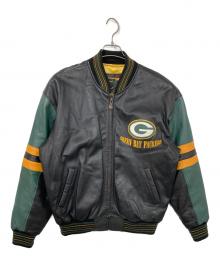 Green bay packers（グリーンベイ・パッカーズ）の古着「レザースタジャン」｜ブラック×グリーン