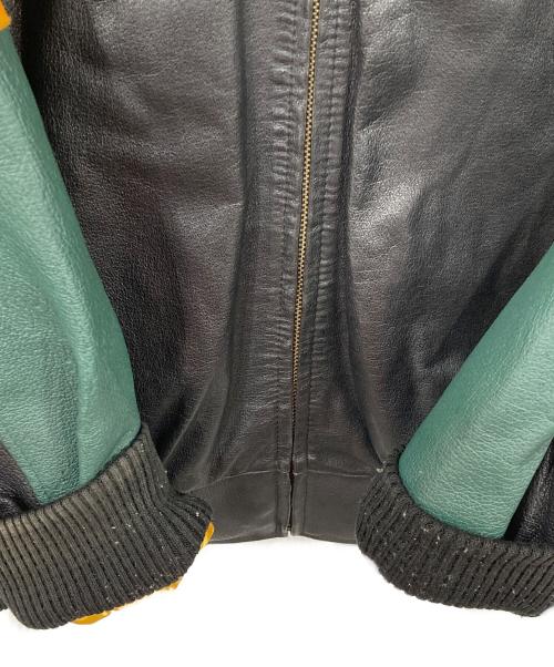 Green bay packers（グリーンベイ・パッカーズ）Green bay packers (グリーンベイ・パッカーズ) レザースタジャン ブラック×グリーン サイズ:Mの古着・服飾アイテム