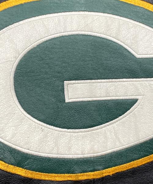 Green bay packers（グリーンベイ・パッカーズ）Green bay packers (グリーンベイ・パッカーズ) レザースタジャン ブラック×グリーン サイズ:Mの古着・服飾アイテム
