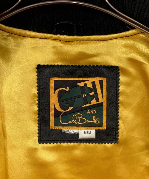 Green bay packers（グリーンベイ・パッカーズ）Green bay packers (グリーンベイ・パッカーズ) レザースタジャン ブラック×グリーン サイズ:Mの古着・服飾アイテム