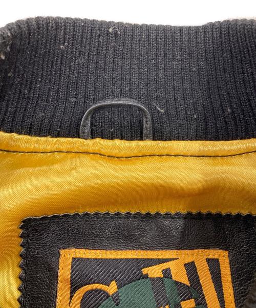 Green bay packers（グリーンベイ・パッカーズ）Green bay packers (グリーンベイ・パッカーズ) レザースタジャン ブラック×グリーン サイズ:Mの古着・服飾アイテム