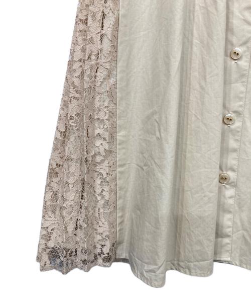 BLUE LABEL CRESTBRIDGE（ブルーレーベルクレストブリッジ）BLUE LABEL CRESTBRIDGE (ブルーレーベルクレストブリッジ) レース切替シャツワンピース ベージュ サイズ:38の古着・服飾アイテム