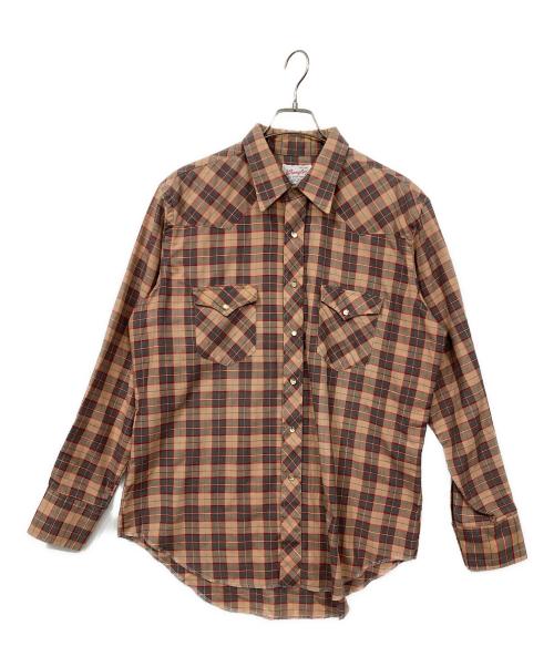 Wrangler（ラングラー）Wrangler (ラングラー) 70’sチェックウエスタンシャツ ブラウン サイズ:SIZE 17 1/2の古着・服飾アイテム
