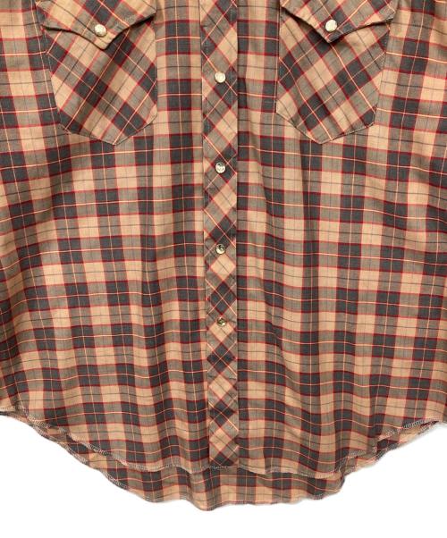 Wrangler（ラングラー）Wrangler (ラングラー) 70’sチェックウエスタンシャツ ブラウン サイズ:SIZE 17 1/2の古着・服飾アイテム