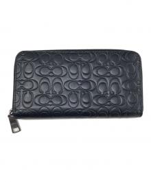 COACH（コーチ）の古着「シグネチャースムースレザーアコーディオンジップアラウンドウォレット」｜ブラック