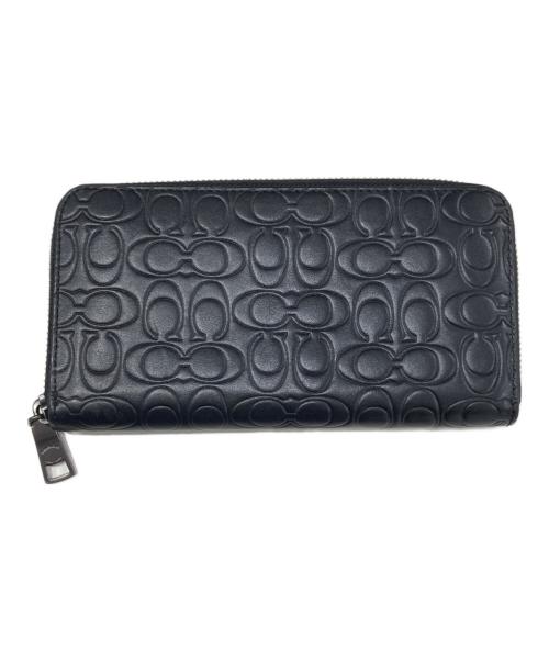 COACH（コーチ）COACH (コーチ) シグネチャースムースレザーアコーディオンジップアラウンドウォレット ブラックの古着・服飾アイテム