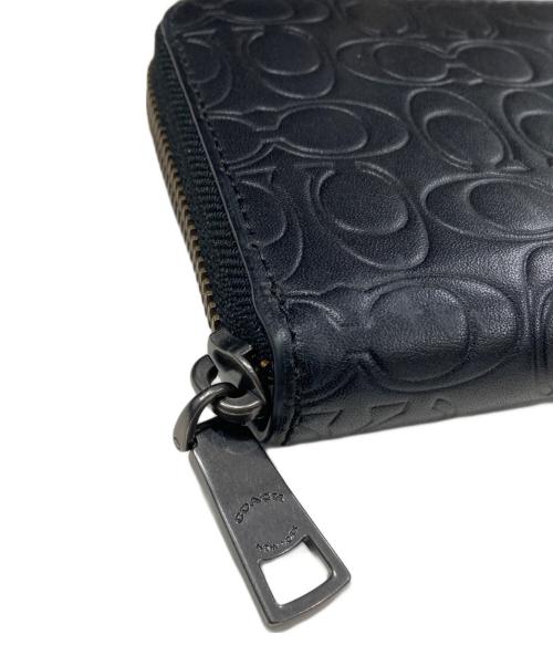 COACH（コーチ）COACH (コーチ) シグネチャースムースレザーアコーディオンジップアラウンドウォレット ブラックの古着・服飾アイテム