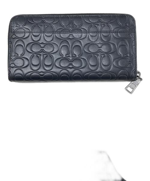 COACH（コーチ）COACH (コーチ) シグネチャースムースレザーアコーディオンジップアラウンドウォレット ブラックの古着・服飾アイテム