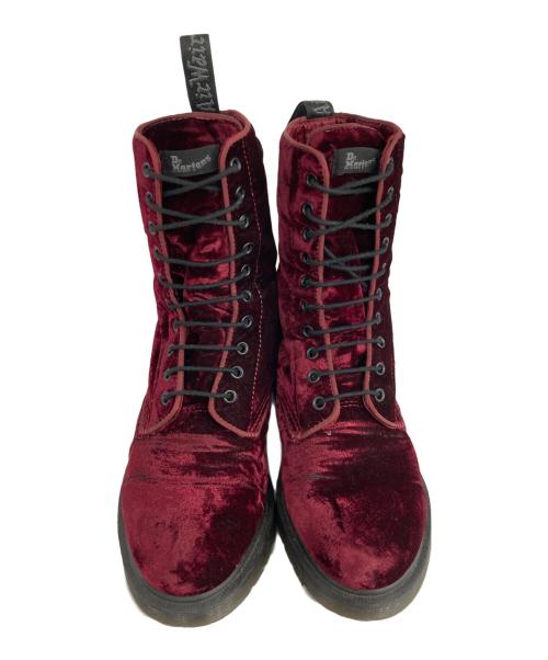 Dr.Martens（ドクターマーチン）Dr.Martens (ドクターマーチン) ベロア10ホールブーツ チェリーレッド サイズ:UK8の古着・服飾アイテム