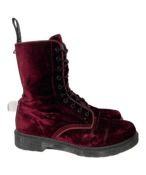 Dr.Martens（ドクターマーチン）Dr.Martens (ドクターマーチン) ベロア10ホールブーツ チェリーレッド サイズ:UK8の古着・服飾アイテム