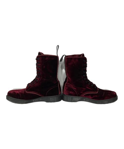 Dr.Martens（ドクターマーチン）Dr.Martens (ドクターマーチン) ベロア10ホールブーツ チェリーレッド サイズ:UK8の古着・服飾アイテム