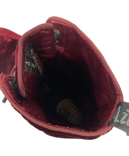 Dr.Martens（ドクターマーチン）Dr.Martens (ドクターマーチン) ベロア10ホールブーツ チェリーレッド サイズ:UK8の古着・服飾アイテム