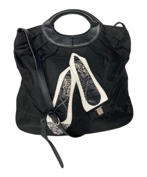 Salvatore Ferragamo（サルヴァトーレ フェラガモ）Salvatore Ferragamo (サルヴァトーレ フェラガモ) パンプスデザインショルダーバッグ ブラックの古着・服飾アイテム