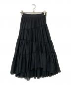 anuansアニュアンス）の古着「ボリュームティアードオーガンジースカート」｜ブラック