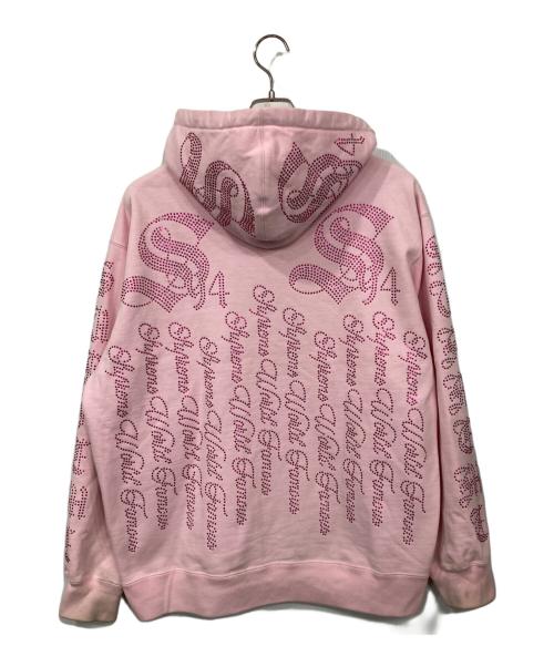 SUPREME（シュプリーム）Supreme (シュプリーム) Rhinestone Zip up Hooded Sweatshirt ピンク サイズ:Lの古着・服飾アイテム
