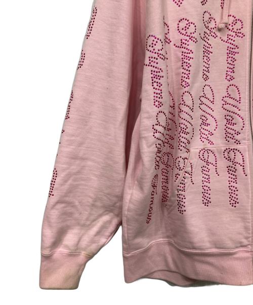 SUPREME（シュプリーム）Supreme (シュプリーム) Rhinestone Zip up Hooded Sweatshirt ピンク サイズ:Lの古着・服飾アイテム