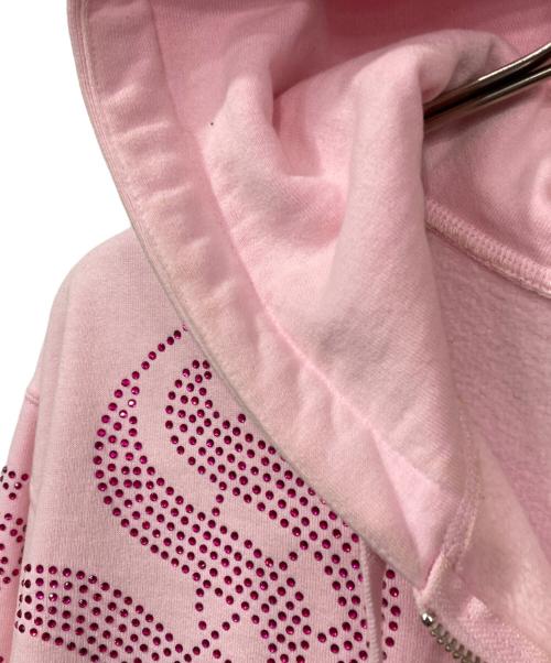 SUPREME（シュプリーム）Supreme (シュプリーム) Rhinestone Zip up Hooded Sweatshirt ピンク サイズ:Lの古着・服飾アイテム