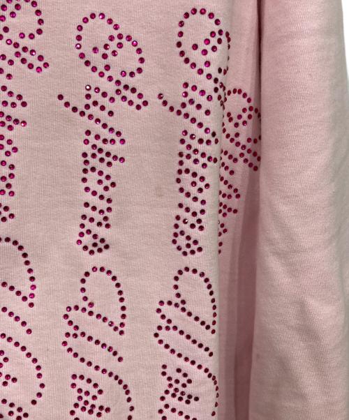 SUPREME（シュプリーム）Supreme (シュプリーム) Rhinestone Zip up Hooded Sweatshirt ピンク サイズ:Lの古着・服飾アイテム