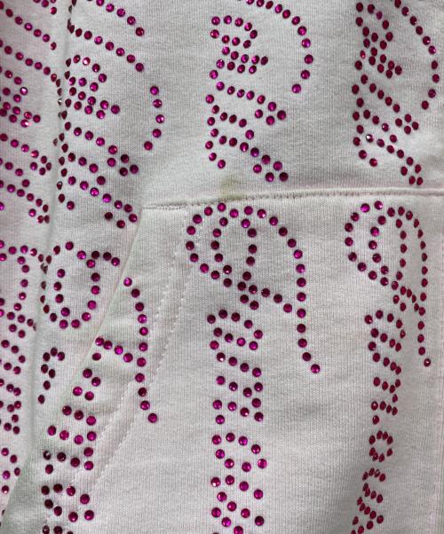 SUPREME（シュプリーム）Supreme (シュプリーム) Rhinestone Zip up Hooded Sweatshirt ピンク サイズ:Lの古着・服飾アイテム