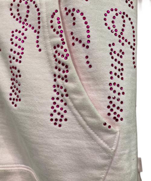 SUPREME（シュプリーム）Supreme (シュプリーム) Rhinestone Zip up Hooded Sweatshirt ピンク サイズ:Lの古着・服飾アイテム