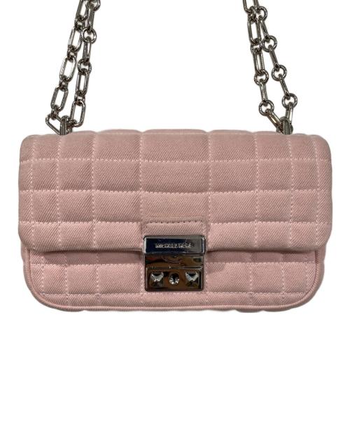 MICHAEL KORS（マイケル・コース）MICHAEL KORS (マイケル・コース) Tribeca Small Quilted Denim Shoulder Bag ピンクの古着・服飾アイテム