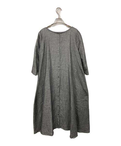 BEARDSLEY（ビアズリー）BEARDSLEY (ビアズリー) バイカラー前後テントワンピース グレー サイズ:Fの古着・服飾アイテム