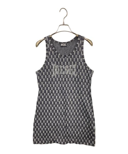 DIESEL（ディーゼル）DIESEL (ディーゼル) ビジューロゴワンピース グレー サイズ:Mの古着・服飾アイテム