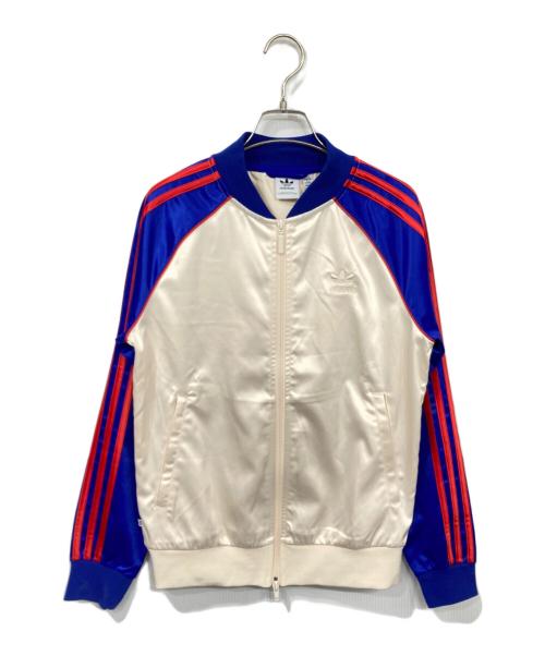 adidas（アディダス）adidas (アディダス) サテン SST トラックジャケット ベージュ×ブルー サイズ:Mの古着・服飾アイテム